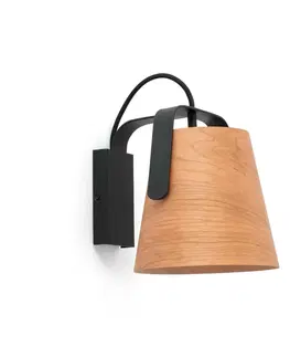 Moderní nástěnná svítidla FARO STOOD nástěnná lampa, černá a dřevo