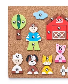 Hračky WOODY - Korková deska s přibíjejícími tvary -  Zvířátka, 150 dílů