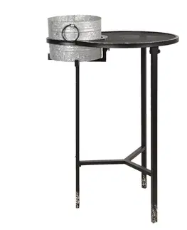 Konferenční stolky Kovový odkládací stolek s plechovým kyblíkem Stephan - 73*62*111 cm Clayre & Eef 5Y0663