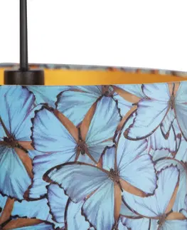 Zavesna svitidla Závěsná lampa s velurovým odstínem motýly se zlatem 40 cm - Combi