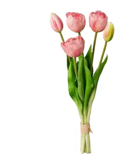 Květiny Umělý svazek Tulipánů růžová, 39 cm