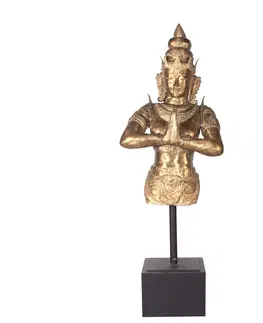 Luxusní stylové sošky a figury Estila Luxusní zlatá socha Diosa na vysokém podstavci 170cm