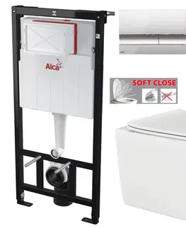 WC sedátka ALCADRAIN Sádromodul předstěnový instalační systém s chromovým tlačítkem M1721 + WC INVENA PAROS  + SEDÁTKO AM101/1120 M1721 RO1
