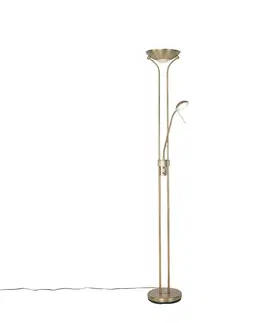 Stojaci lampy Moderní stojací lampa bronzová s lampou na čtení vč. LED stmívatelná - Diva