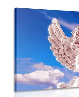 Obrazy andělů Obraz růžový pečlivý andílek na nebi