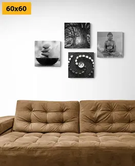 Sestavy obrazů Set obrazů Feng Shui v černobílém stylu