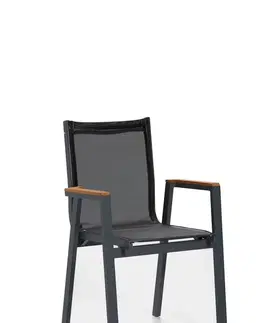 Zahradní židle a křesla Zahradní židle set 6 ks OTTOWA šedá černá