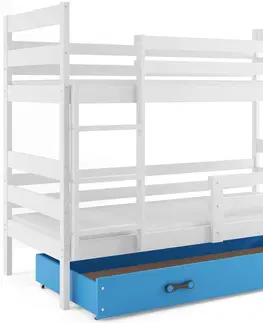 Postele BMS Dětská patrová postel ERYK | bílá Barva: bílá / modrá, Rozměr: 190 x 80 cm