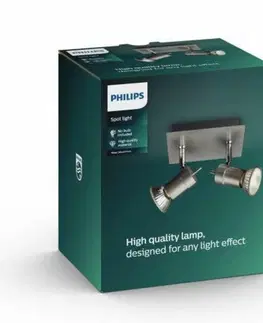 Klasická bodová svítidla Philips TITAN SVÍTIDLO BODOVÉ 2xGU10 max. 50W 230V, hliník