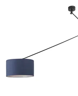 Zavesna svitidla Závěsná lampa černá se stínidlem 35 cm modrá nastavitelná - Blitz I.