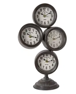Hodiny Kovové vintage hodiny se světovými časy Old Town Clocks - 24*13*43 cm / 4*AA Clayre & Eef 6KL0584