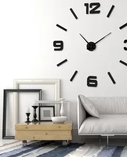 Nástěnné hodiny Dřevěné hodiny na zeď v černé barvě 130cm