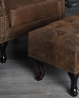 Stylové a luxusní taburety Estila Luxusní taburetka Chesterfield Antik Look