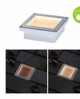 Nájezdová a pochozí svítidla PAULMANN Solární LED zemní svítidlo Aron pohybové čidlo IP67 hranaté 100x100mm 2200K 0,5W bílá ocel/umělá hmota
