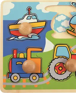 Dřevěné hračky Bigjigs Toys Vkládací puzzle TRANSPORT vícebarevné