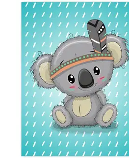 Obrazy do dětského pokoje Obraz na zeď - koala na modrém