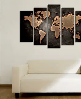Obrazy Hanah Home Vícedílný obraz WORLD BLACK 105x70 cm