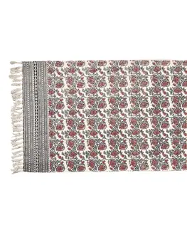 Koberce a koberečky Červeno-zelený bavlněný koberec s květy a třásněmi - 140*200 cm Clayre & Eef KT080.057L