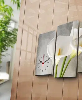 Hodiny Wallity 3 dílné dekorativní nástěnné hodiny Kala šedobílé