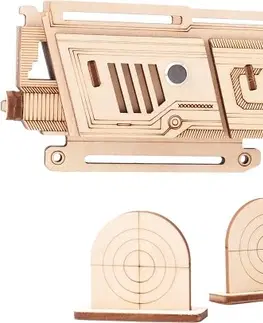 3D puzzle Woodcraft construction kit Dřevěné 3D puzzle Zbraň na gumičky Falcon