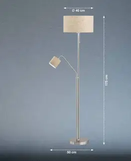 Stojací lampy FISCHER & HONSEL Textilní stojací lampa Layer čtecí světlo, písková