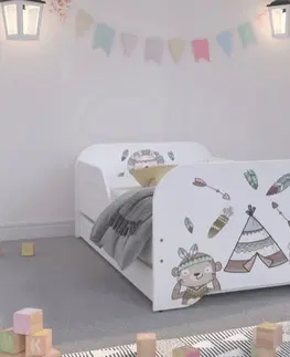 Dětské postele Chlapecká dětská postel v indiánském designu 160 x 80 cm