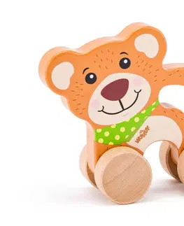 Hračky WOODY - Medvěd na kolečkách s držadlem