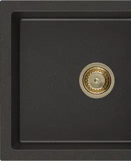 Sifony k pračkám MEXEN/S Leo granitový dřez 1 s odkapávačem 900x500 mm, černá/zlatá metalik,+ zlatý sifon 6501901010-75-G