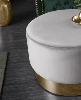 Stylové a luxusní taburety Estila Moderní kruhová taburetka Modern Barock šedé barvy se zlatým kovovým podstavcem 55cm