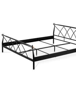 Postele Kovová jednolůžková postel GRANNY 180x200 cm, černý mat