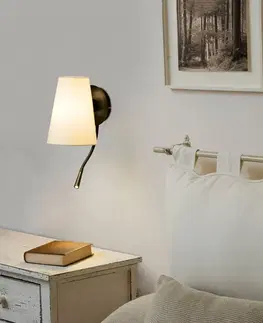 Nástěnná svítidla s látkovým stínítkem FARO LUPE černá/béžová nástěnná lampa se čtecí lampičkou