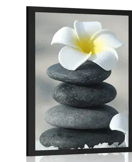Feng Shui Plakát harmonické kameny a květ plumerie