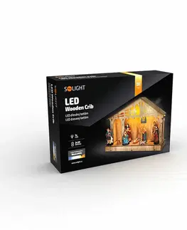 LED osvětlení na baterie Solight LED dřevěný betlém, 30x21cm, 7x LED, 2xAA 1V259