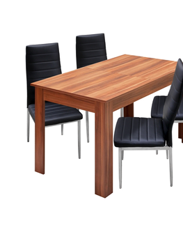 Jídelní sety Jídelní stůl rozkládací GHAMUBAR + 4 židle SNAEFELL, černá