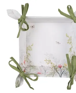 Chlebníky Bavlněný košík na pečivo s lučními květy Wildflower Fields - 35*35*8 cm Clayre & Eef WFF47