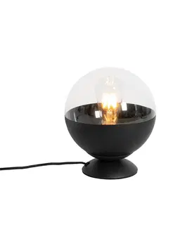 Stolni lampy Retro stolní lampa černá s čirým sklem - Eclipse