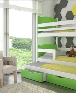 Postele ArtAdrk Dětská patrová postel LETICIA Barva: bílá / zelená