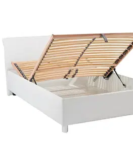 Čalouněné postele Čalouněná Postel Columbia 140x200 Cm, Bílá Textilní Kůže