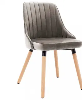 Židle Jídelní židle 2 ks samet / buk Dekorhome Tmavě zelená