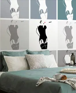 Samolepící tapety Samolepící tapeta pop art půvab ženy v šedém
