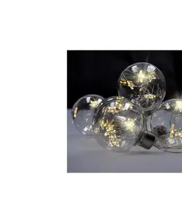 Vánoční osvětlení Sada LED vánočních koulí s hvězdami, velikost 6 cm, 6 ks, 30 LED, časovač, 3xAA, USB -  (1V229)