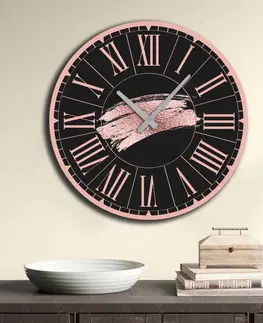 Nástěnné hodiny Nástěnné hodiny MDF TAHY ŠTĚTCEM růžové 50 x 50 cm