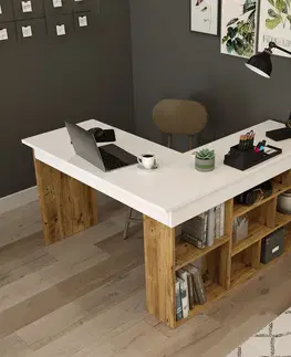 Kancelářské a psací stoly Psací stůl TELE borovice atlantic bílá