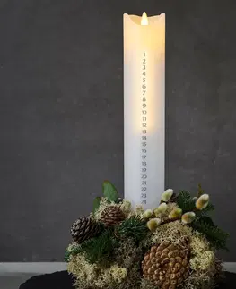 LED svíčky Sirius LED svíčka Sara Calendar, bílá/stříbrná, 29 cm