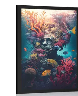 Podmořský svět Plakát surrealistický potápěč