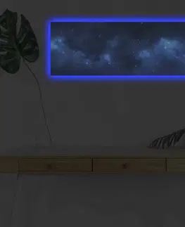 Obrazy Hanah Home Obraz s led osvětlením Galaxie 90x30 cm