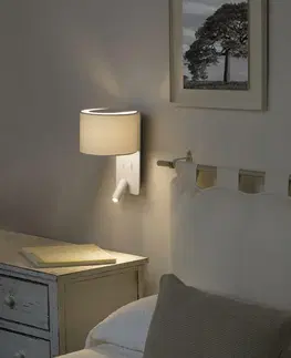 Nástěnná svítidla s látkovým stínítkem FARO FOLD nástěnná lampa, bílá, se čtecí lampičkou