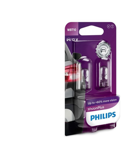 Žárovky Philips SADA 2x Autožárovka Philips VISION PLUS WB T10 W2,1x9,5D/6W/12V 