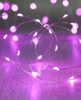 LED osvětlení na baterie DecoLED LED světelný řetěz na baterie - růžový, 20 diod, 2,3 m
