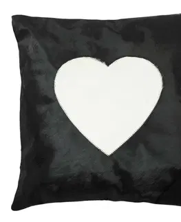 Dekorační polštáře Černý kožený polštář se srdcem (bos taurus taurus) - 45*45*5cm Mars & More OMKSHZ